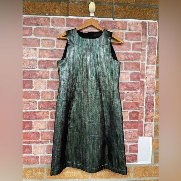 Jo No Fui emerald Metallic A-Line Shift Dress size 42/8 - Picture 1 of 13